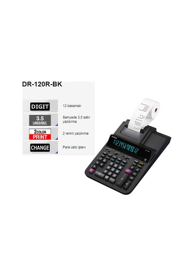 Casio Dr-120 R 12  Digits Şeritli Hesap Makinesi