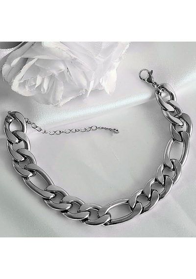 Gümüş Renk Şavin Kuşgözü Unisex Erkek Çelik Bileklik - 3010