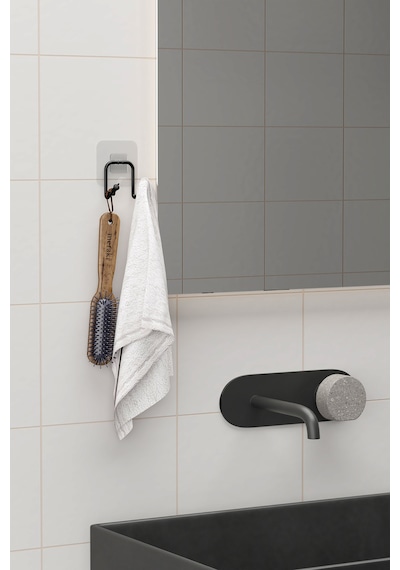 Zabata Yapışkanlı 2 Adet Çift Kancalı Banyo Mutfak Askısı Metal Askılık Duvar Askı Organizer Siyah