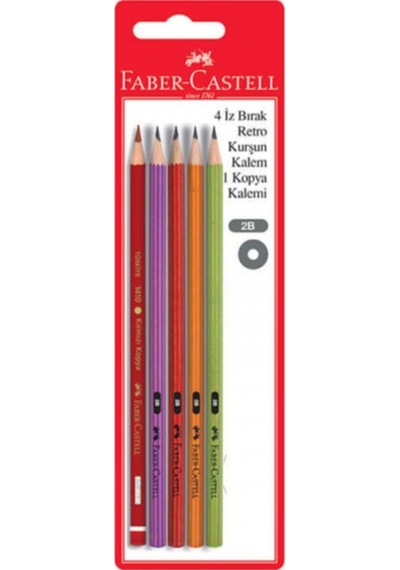 Faber Castell 4 Tane Iz Bırak Retro Kurşun Kalem Ve 1 Tane Kırmız