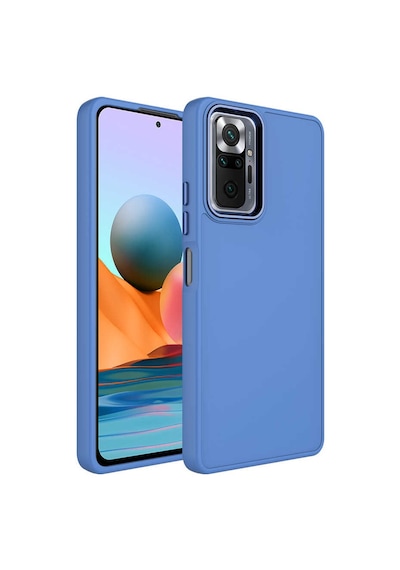 Redmi Note 10 Pro Kılıf Metal Çerçeve Ve Buton Tasarımlı Silikon Tchs Luna Kapak - Lila Lila