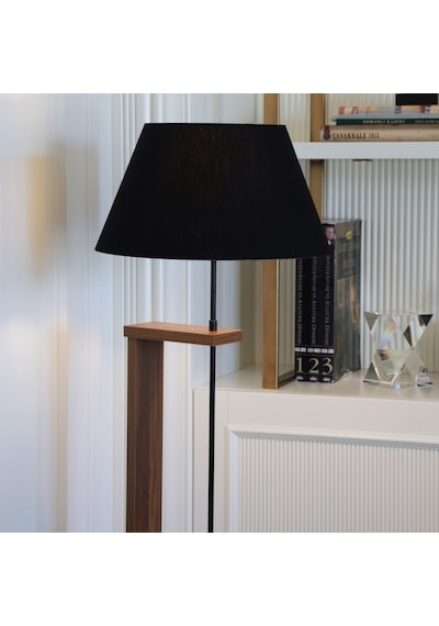 Homing Pi Ahşap Gövdeli Siyah Kumaş Başlıklı Lambader Ayd-3130
