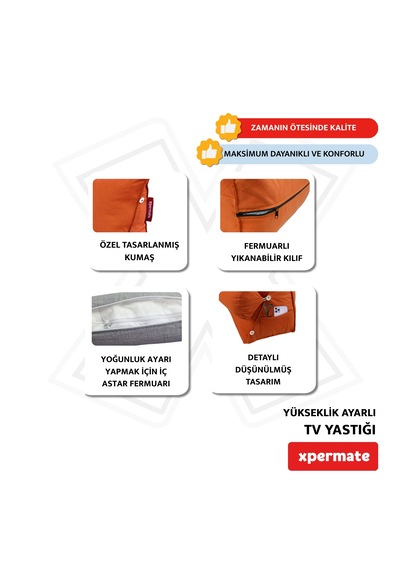 Xpermate Sırt, Bel, Boyun Destekli TV Okuma Yastığı Ameliyat Sonrası Turuncu