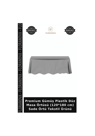 Premium Gümüş Plastik Düz Masa Örtüsü 120 180 Cm Sade Örtü Tekstil Ürünü