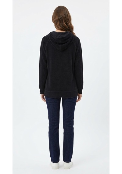 Neden Tekstil Kadın Siyah Kapüşonlu Slim Fit Sweatshirt