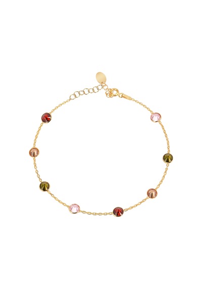 Zirkon Renkli Taşlı Altın Kaplama Gümüş Bileklik Gümüş - Rose Gold