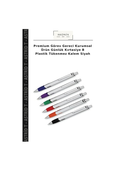 Premium Görev Gereci Kurumsal Ürün Günlük Kırtasiye B Plastik Tükenmez Kalem Siyah Çok Renkli