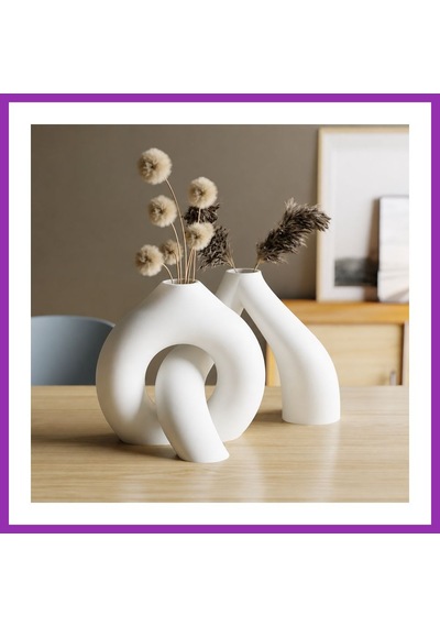Bezos 3d Baskı Interlocking Vazo - İç İçe Geçen Dekoratif Vazo-beyaz Bty