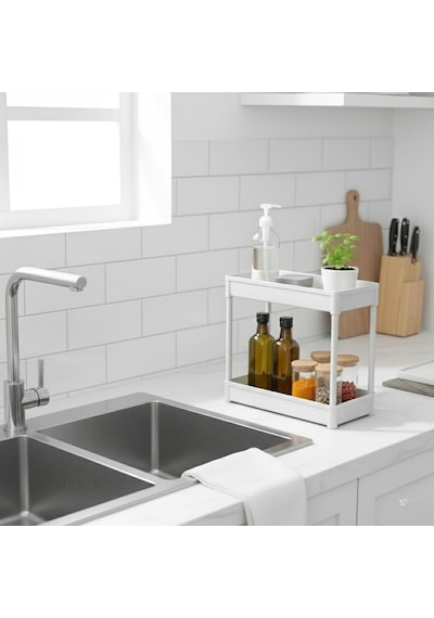Ayrex 2 Katlı Antrasit Banyo Ve Mutfak Tezgah Üstü Düzenleyici Raf Çok Amaçlı Plastik Organizer, Baharatlık, Diğer