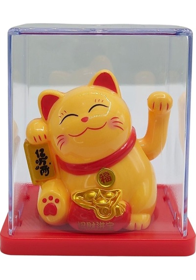 Maneki Neko El Sallayan Mini Şans Kedisi Krem Solar Güneş Enerjili 5x5cm Y8krm08