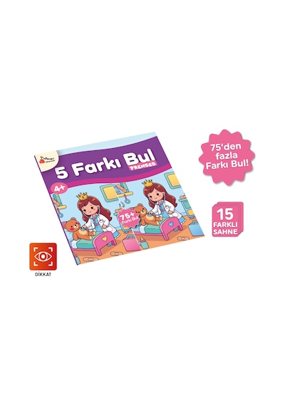 Playever 5 Farkı Bul - Prenses, Dikkat Ve Görsel Algı Etkinlik Kitabı