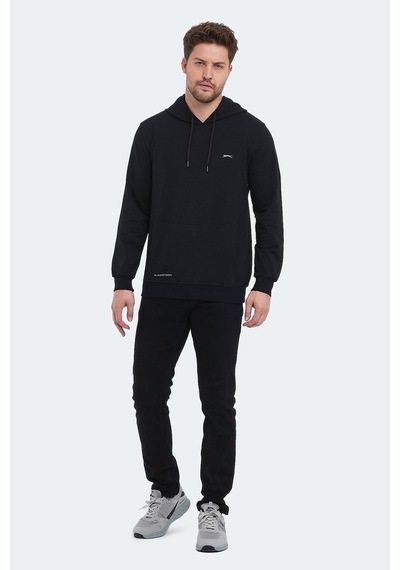 Slazenger Obra In Erkek Kapüşonlu Cepli Siyah Sweatshirt Siyah