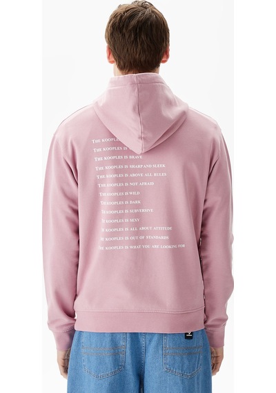 The Kooples Erkek Baskılı Kapüşonlu Pembe Sweatshirt