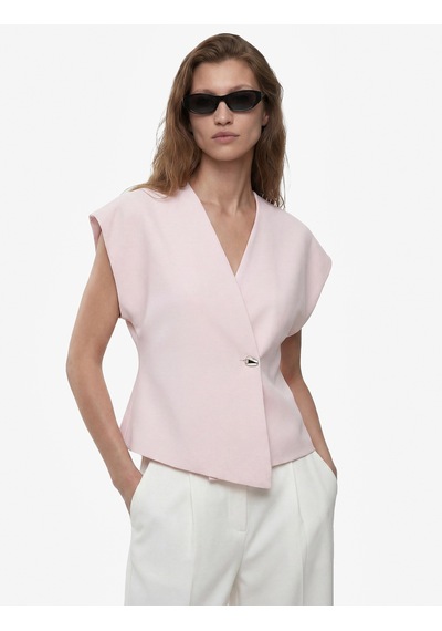 Koton Regular Fit Metal Aksesuarlı Kolsuz V Yaka Yelek Pembe 6sak20138uw Gül