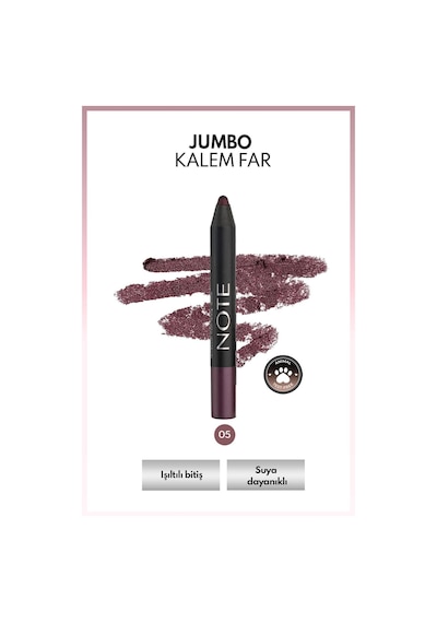 Note Cosmetique Jumbo Eyeshadow Pencil Waterproof Işıltılı Suya Dayanıklı Kalem Far 05 Purple - Mor