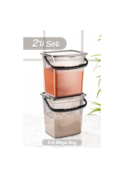 Meleni Home 2'li Un Ve Bakliyat Kabı 6 Litre - Platin Serisi Çok Renkli