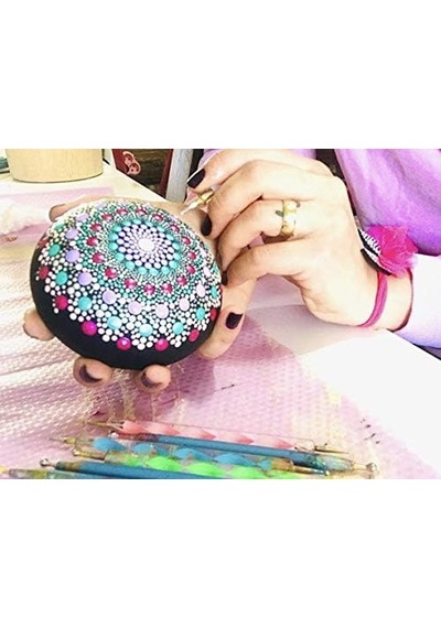 Mandalart Fabric Dot Taş Görünümlü Ahşap 10 10 Cm Açık Ahşap
