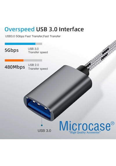 Microcase 2In1 Type C To Micro Usb 3.0 Otg Adaptör - Siyah Al2598