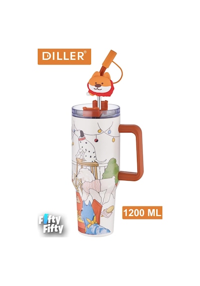 Dıller Cup 1200 Ml Pipetli/rahat İçim Kulplu Paslanmaz Çelik Termos -ffdıllerd9222 Çok Renkli
