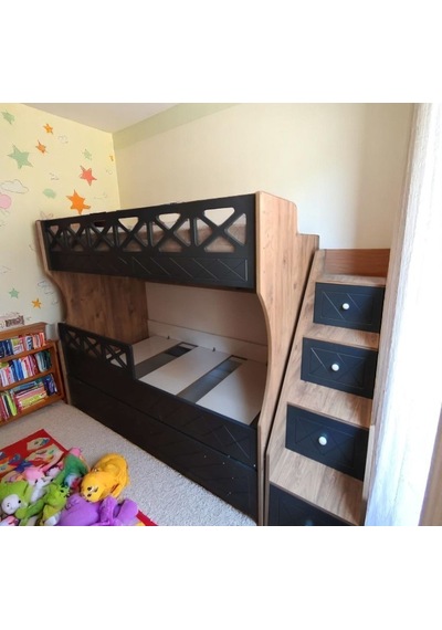 Cordoba Mdf Yavrulu 3 Lü Ranza Meşe Antrasit