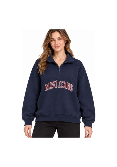 Mavi Yarım Fermuarlı Logo Sweatshırt Koyu Lac Lacivert Kadın Sweatshirt M1s20132-84371