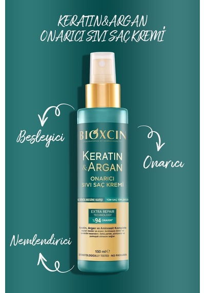 Keratin & Argan Onarıcı Şampuan 300ml + Kertin Argan Sıvı Saç Bakım Kremi