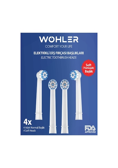 Wohler Şarjlı Ve Pilli Diş Fırçası Yedek Başlığı Oral-b Uyumlu 4 Adet Yumuşak - Çocuk Ve Yetişkin
