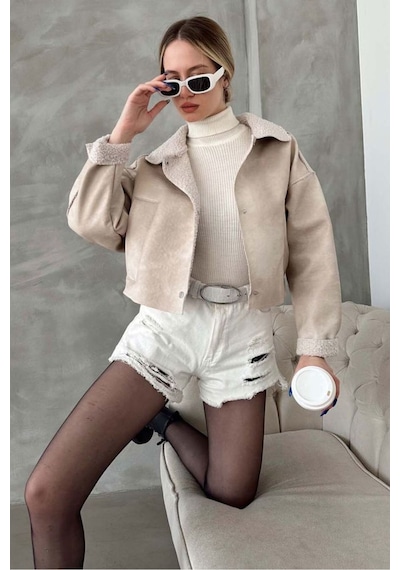 Verymoda Nubuk Yakası Kürklü F1577 Taş
