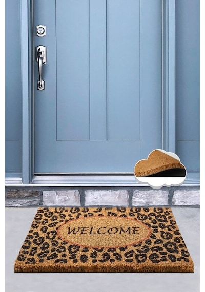 Co Co Welcome Leopar Doğal Ko ko Paspas,Kıl Kapı Önü Paspası
