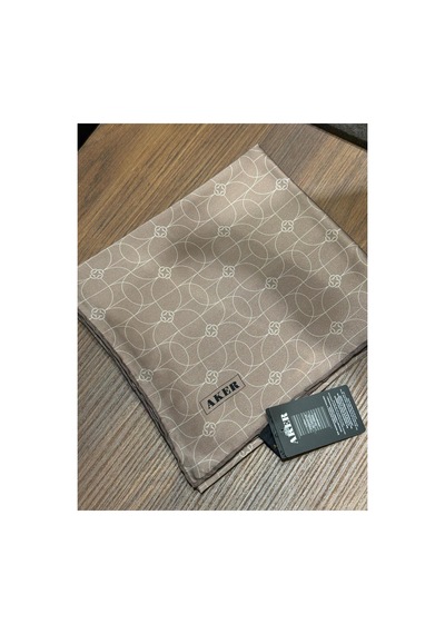 Aker Monogram Desen 2025/2026 Saf İpek Sura Eşarp 9065713 Koyu Bej - 332 Koyu Bej - 332