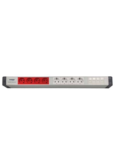 Amp Connect Alüminyum Profil Yatay Donatılmış Brotik 4 Ups Prizi 4 Şebeke Prizi 4 Cat3 Telefon Veya Cat5 Cat6 Data Prizi