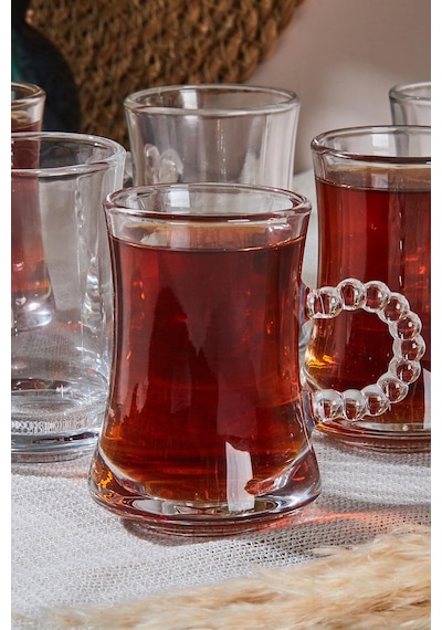Perotti Pearl 6'lı Boncuklu Cam Çay Bardağı 180 Ml