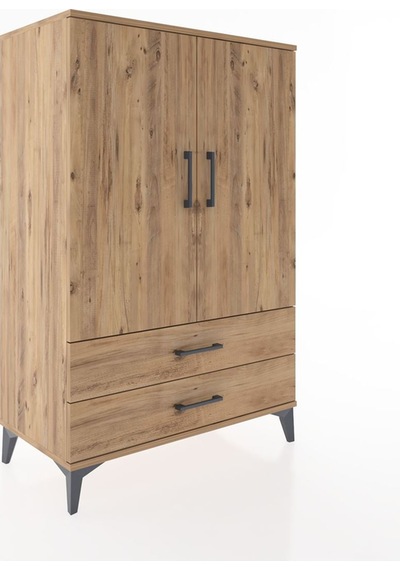 Hyperion Dolap Tek Raflı 2 Çekmeceli Tek Askılı 88x44x134 Çam-çam Atlas Çam