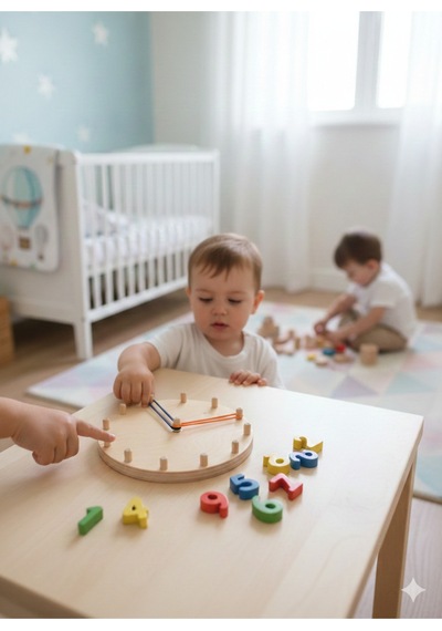 Montessori Odaklı Ahşap Eğitici Saat Öğretici Çocuklar İçin Zaman Kavramı Geliştirici Oyun Seti