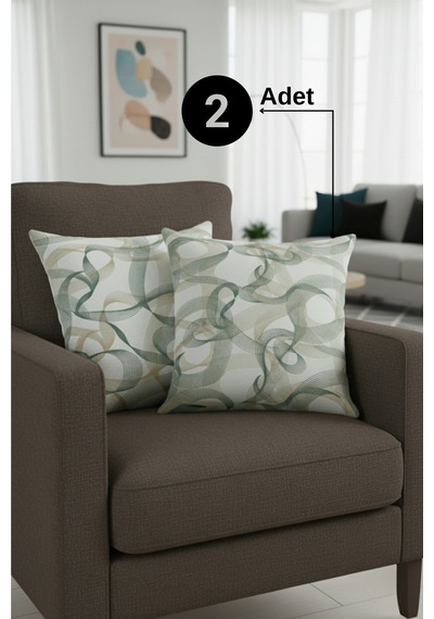 Chevron Bohem Dekoratif Punch Yastık Kırlent Kılıfı 2 Adet 45x45 Zen Dalga İndigo 45 x 45