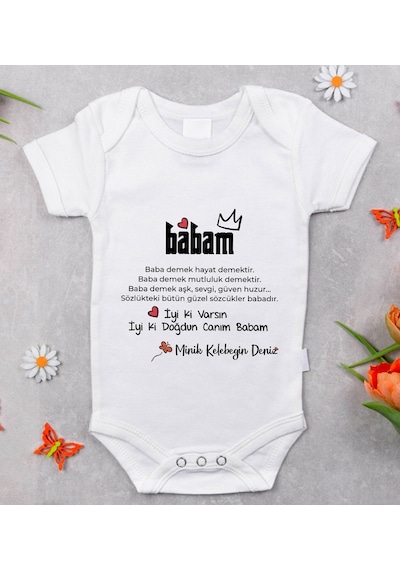 Bitmeyenkartus Bk Kids Isimli Iyi Ki Doğdun Canım Babam Tasarımlı Bebek Body Zıb Beyaz