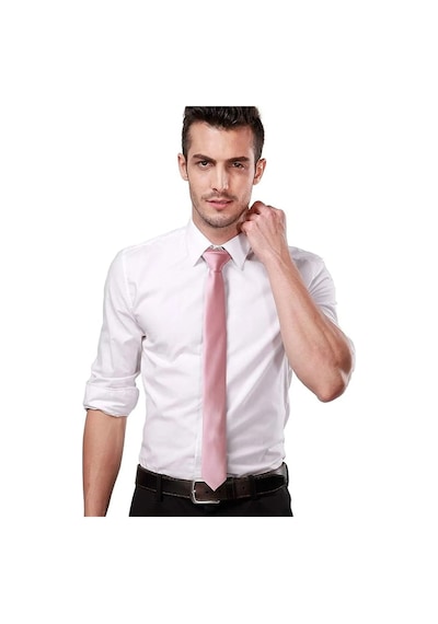 Mood Agenda Erkek Saten İnce 4 Cm Kravat Pembe