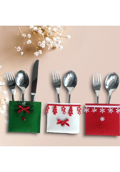 Yılbaşı Set Figürlü 6 Adet Kaşık Çatallık