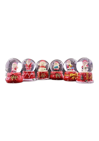 6 Adet Yeni Yıl Noel Yılbaşı Temalı Mini Boy Işıklı Kar Küresi