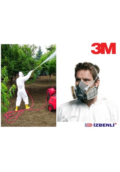 3m 6200+a2 Tarım İlaçlama İçin Yarım Yüz Gaz Maskesi Filtre İle Birlikte