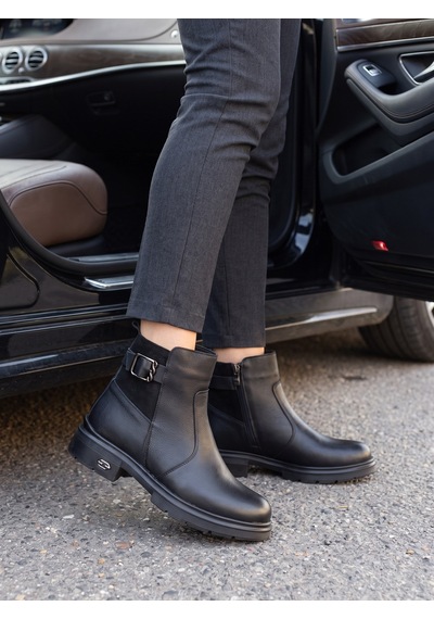 Nesilshoes Nesil Shoes Marr 860 Hakiki Deri İçi Kürklü Kadın Bot Siyah