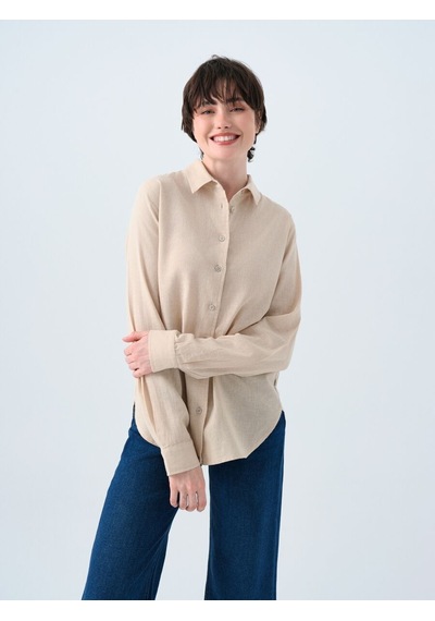 LOFT Loose Fit Kadın Gömlek U.kol Lf2039039 Q1.v1 Bej