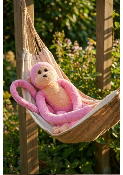 Elleri Yapışan Oyun Ve Uyku Arkadaşı Peluş Maymun Pembe Pembe