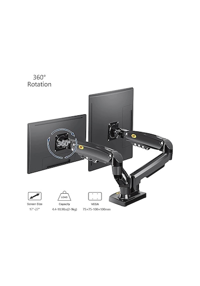 Daytona Nb Northbayou F160 17-27" Çift Kol 2-9 Kg Amortisörlü Monitör Standı