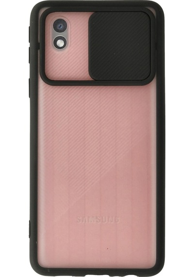 Newface - 612 - Samsung Galaxy Uyumlu A01 Core Kılıf Palm Buzlu Kamera Sürgülü Silikon - Csmo-tex - - Siyah