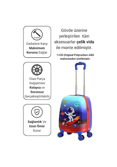 G&d Polo Suitcase Gedox Kids Mavi Kırmızı Astronot Desenli Erkek Çocuk Valizi 151 Mavi - Kırmızı