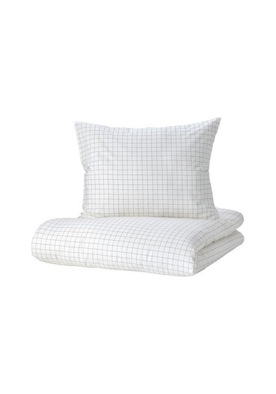 Ikea Vankrets Tek Kişilik Nevresim Takımı 150 X 200 Cm Beyaz - Hardal Çok Renkli