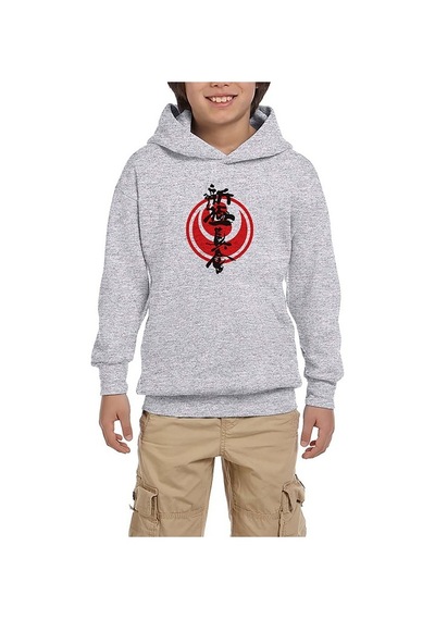Zepplin Giyim Shinkyokushin Karate Dojo Fight Gri Çocuk Kapşonlu Sweatshirt Gri
