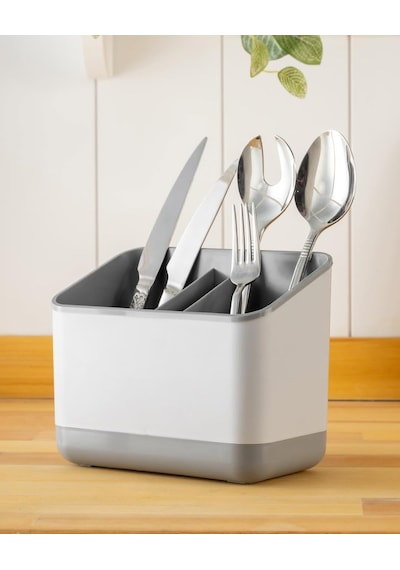 Stile Cucina Tezgah Üstü Kaşık Çatal Bıçak Kurutmalık, Gri, Bölmeli Tasarım, Su Hazneli, Pratik Mutfak Organiz Diğer