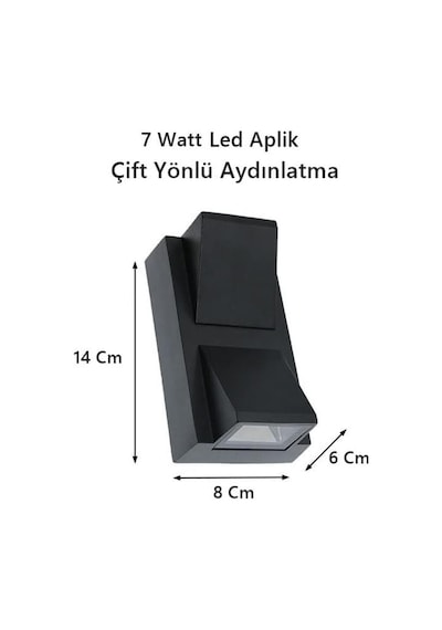 Rodos 7 Watt Modern Duvar Led Aplik 3200k Gün Işığı Çift Yönlü İç Ve Dış Mekan Aplik Ip44 Çok Renkli